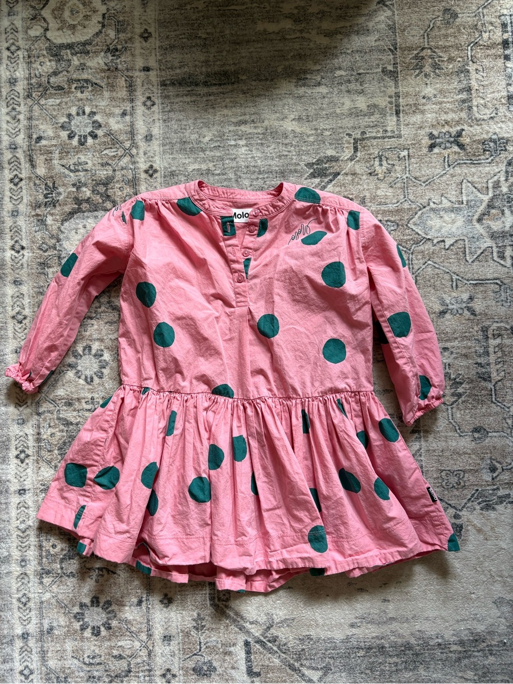 Molo girls pink polka dot dress size 4T